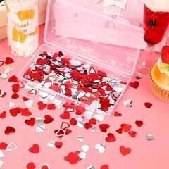 Valentines Day Confetti, Red Glitter Confetti Valentine’s Day Metallic Heart