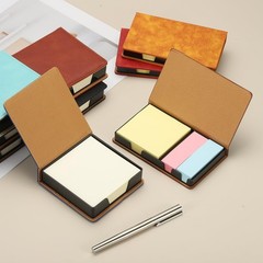 PATIKIL 140 Sheets Leather Sticky Notes Holder, 10inch Post Black