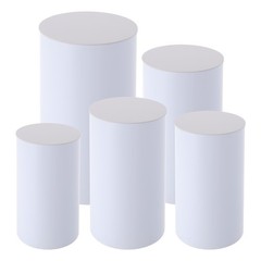 5Pcs White Wedding Round Cylinder Stands Round Display Cylinder Pedestal Stands