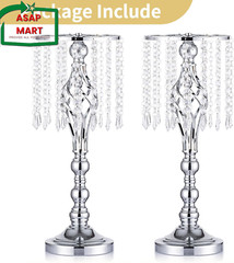 Nuptio 2 Pcs Silver Wedding Centerpieces Flower Stand, 21.7In/55Cm Height Weddin