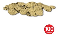 Beistle 100 Piece Gold Plastic Pirate Treasure Embossed Coins 100 Piece,
