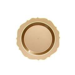 30 GOLD 8″ Round Plastic Dinner Plates GOLD Scalloped Rim Events Wedding
