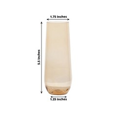 9 oz Amber Gold Stemless Plastic Champagne Flutes Disposable Party Tableware