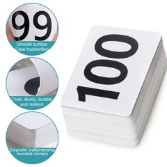 50 Pcs Double-Sided Table Numbers 1-50, 3.7×4 Inch Plastic Cards, White