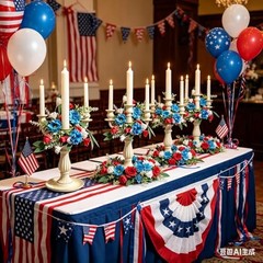 6 Pcs 1.38″ Mini Taper Candle Rings Wreaths 4th of July Small Artificial Taper