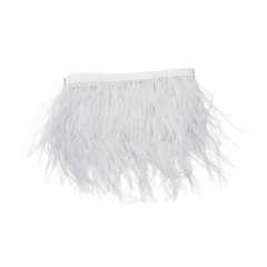 White 39″ long Natural Ostrich Feathers Trim Satin Ribbon Decorations