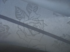Wedding Aisle Runner White Roses Floral Fabric 100ft x 3ft w/Cord Handle Beistle