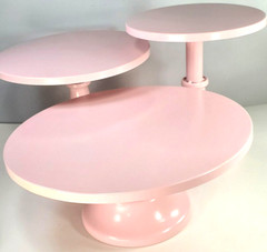 3 PC Set – Metal Cake Display Stands PINK Cupcake & Cake Display Stands ROUND