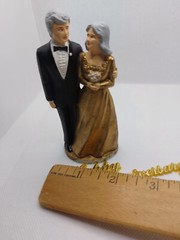 Vintage 80s Coast Novelty Cake Topper Anniversary Gold Dress 4.25″