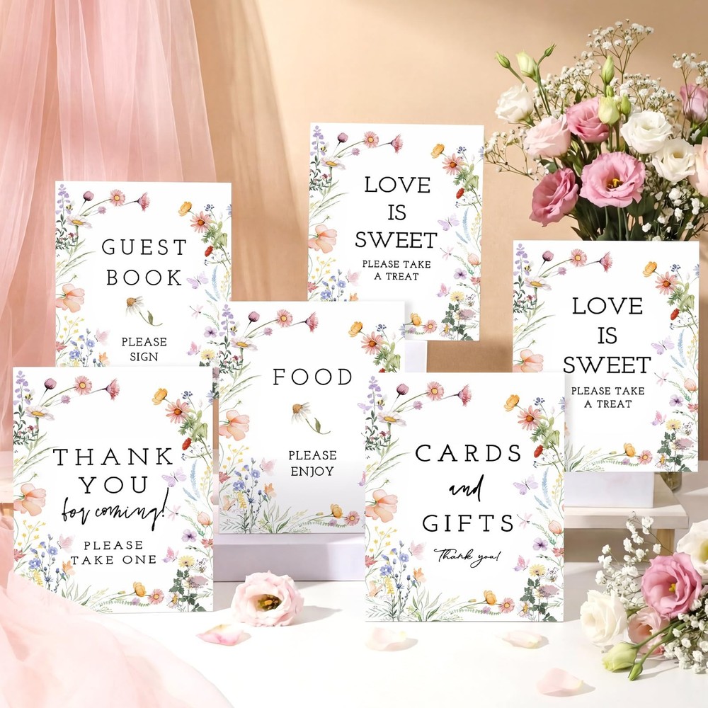 Yookeer 6 Pcs Wildflowers Wedding Table Decor Love in 8×10 inches, multicolor