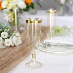 12 Clear 6 oz Glittered Plastic Flutes Champagne Glasses Silver Rim Party Events