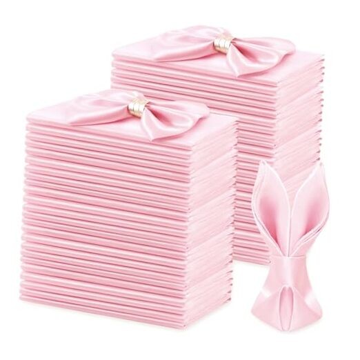 Pack Square Satin Napkins 17×17 Inch Soft Smooth Cloth 50 Light Pink