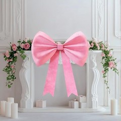 Mixifox Large Velvet Bow for Backdrop, 35″ x 25″ Giant Bow Ribbon Tie (Pink), NW