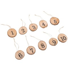 10Pcs Durable Wooden Slice Table Numbers Hanging Wedding Centerpieces Decor