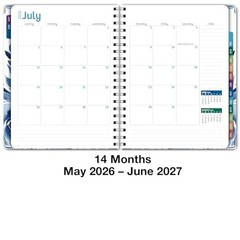 HARDCOVER Academic Year 2026-2027 Planner: 14 Months (May 8.5″ x 11″ Blue Bloom