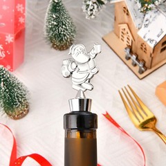 2 Pack Christmas Wine Stopper Alloy Bottle Stoppers Santa + Elk, Silver