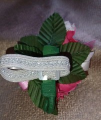 NEW 4″ Long Artificial Hot Pink Rose Wrist Corsage With Rhinestones