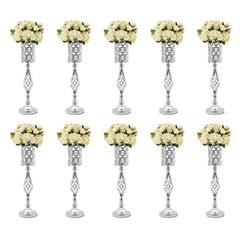 10Pcs Crystal Vase for Centerpieces with Crystal Beads Wedding Vase for Table