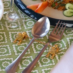 Gold Lion Cutlery Rest – Royal Spoon & Fork Holder | Luxury Dining Decor