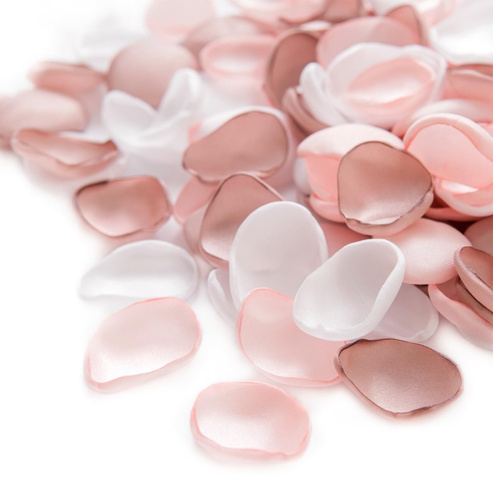 Ling’s moment Silk Rose Petals, Blush White Dusty Rose, 200pcs | Wedding Aisl…