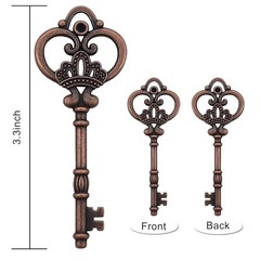 20pcs 3.3 Inch Large Antique Skeleton Keys Bulk Charms in Vintage Style Copper