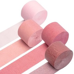 Crepe Paper Streamers 4 Rolls 328ft, Pack of Metallic Rose Rose Gold Pink-3264
