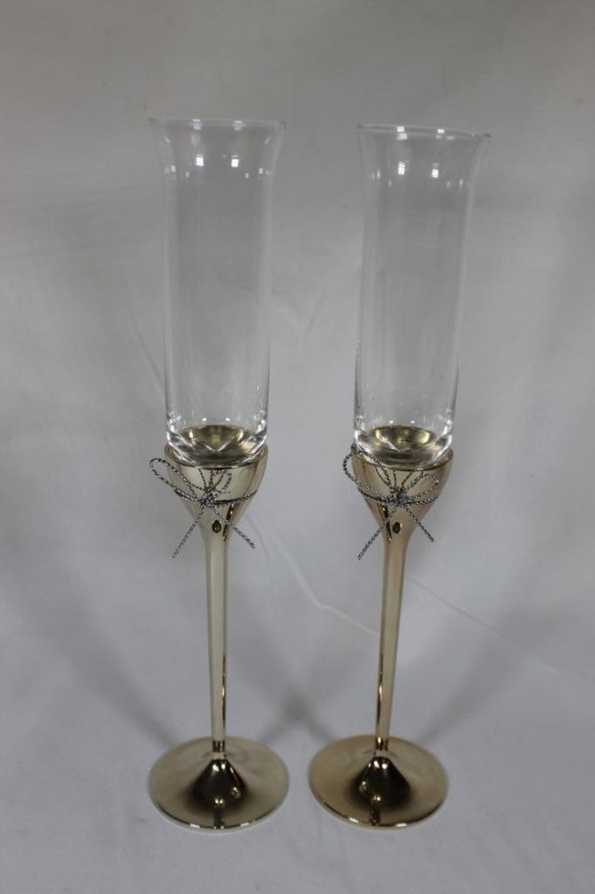 Vera Wang Love Knots Fine .999 Pure Silverplated Holloware Toasting Flutes