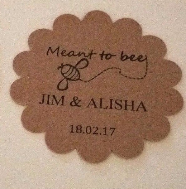 Wedding personalized- «Meant To Be» Names and date, Gift tags Pk-20,30,50,100