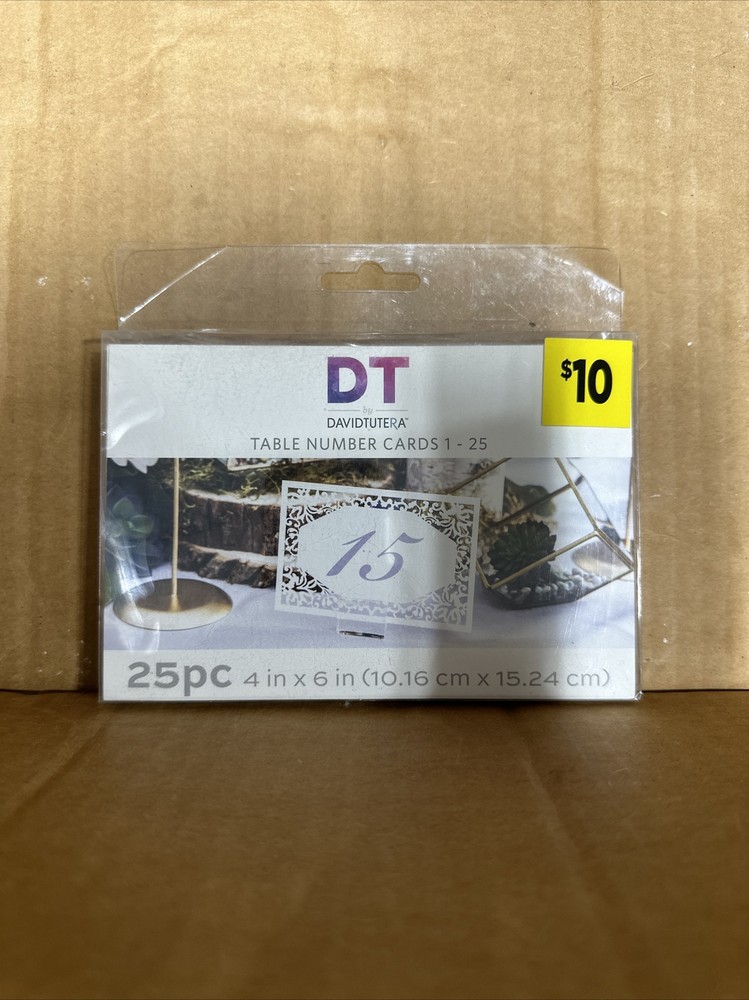 DT By David Tutera Table Number Cards 1-25 Sz 4 x 6 Wedding 25 Piece Die Cut G20