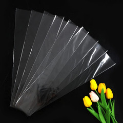 100 Pcs Clear Plastic Flower Cellophane Bags Transparent Bouquet Sleeves Rose Pa
