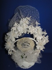 New Lisa Anne 25th Wedding Anniversary Floral Arch caketop with #25 & tulle #49