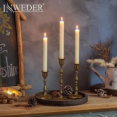 Brass Candlestick Holders Vintage: Taper Candle Holder Metal 1 Set(3 Pcs) Gold
