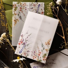 Puremigo 50 Pack Wildflower Printed Pre-Folded Vellum Jackets for