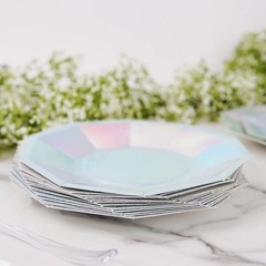 25 Iridescent 7″ Salad Paper Plates Party Disposable Wedding Tableware