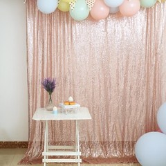 BLUSH 8 ft x 8 ft Sequined Backdrop Curtain Wedding Party PhotoBooth Decorations