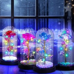 LED Eternal Galaxy Rose in Glass Enchanted Forever Flower Thanksgiving Xmas Gift