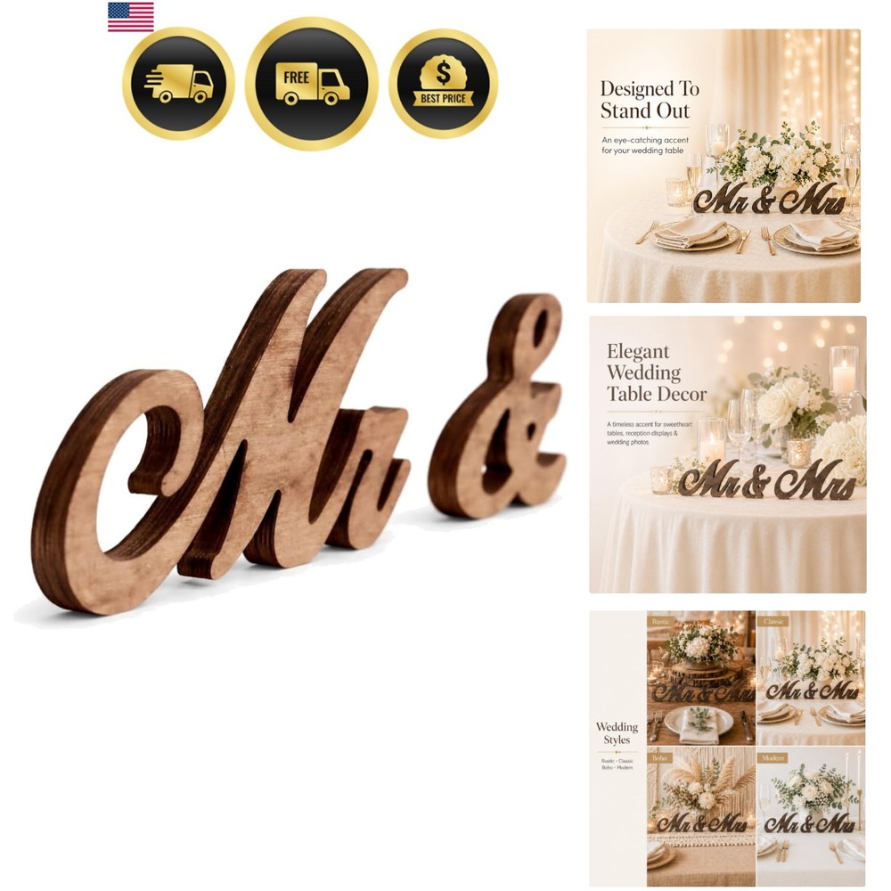 Mr and Mrs Sign for Wedding Table Decor, Mr & Mrs Wooden Signs, Rustic Weddin…