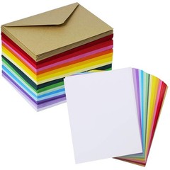 Supla 160 Sets 16 Colors Contour Flap Envelopes & Blank Single Panel Cards fo…