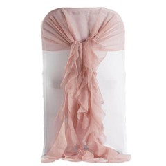 Dusty Rose Premium Curly Chiffon CHAIRS Covers Cap SASHES Bows Ties Wedding