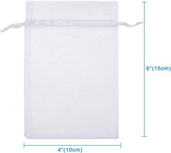 100PCS 4×6″ White Organza Bags with Drawstring, Gift & Jewelry Pouches NEW