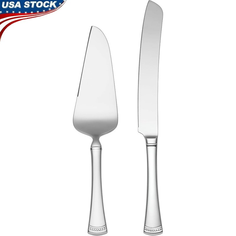 Stainless Steel Cake Knife & Server Set 2-Piece Dessert Utensils Dishwasher Safe
