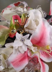 Handmade Wedding Bouquet Pink And White With Jewels Beautiful Made In 2010