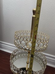 2 Tier GOLD Mirror 20” Cake Stand with Crystal Beads Cupcake Wedding Dessert