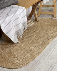 Chardin home Hand Woven Natural Jute Braided Rug – 2×7 Oval | Rustic Boho