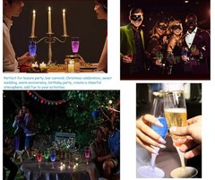 FAMI LED Wine Champagne Flute Glasses, (Set of 6 Multi-Color) Water Liquid Ac…