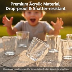 6 PCS Acrylic Drinking Cups, Clear Plastic Drinking Glasses Set, Reusable