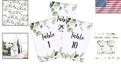 Stylish Eucalyptus Table Numbers – 26 Double-Sided Cards for Special Events