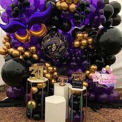 Purple and Black Balloons, 12 Inch Metallic Party Balloons Purple Black