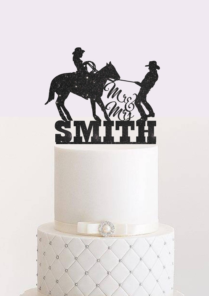 Cowboy Wedding Cake Topper Bride and Groom Topper Country Western Wedding