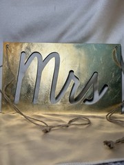 David Tutera Mr & Mrs Chair Signs Table Decoration Set Gold Gray Wedding 3pc